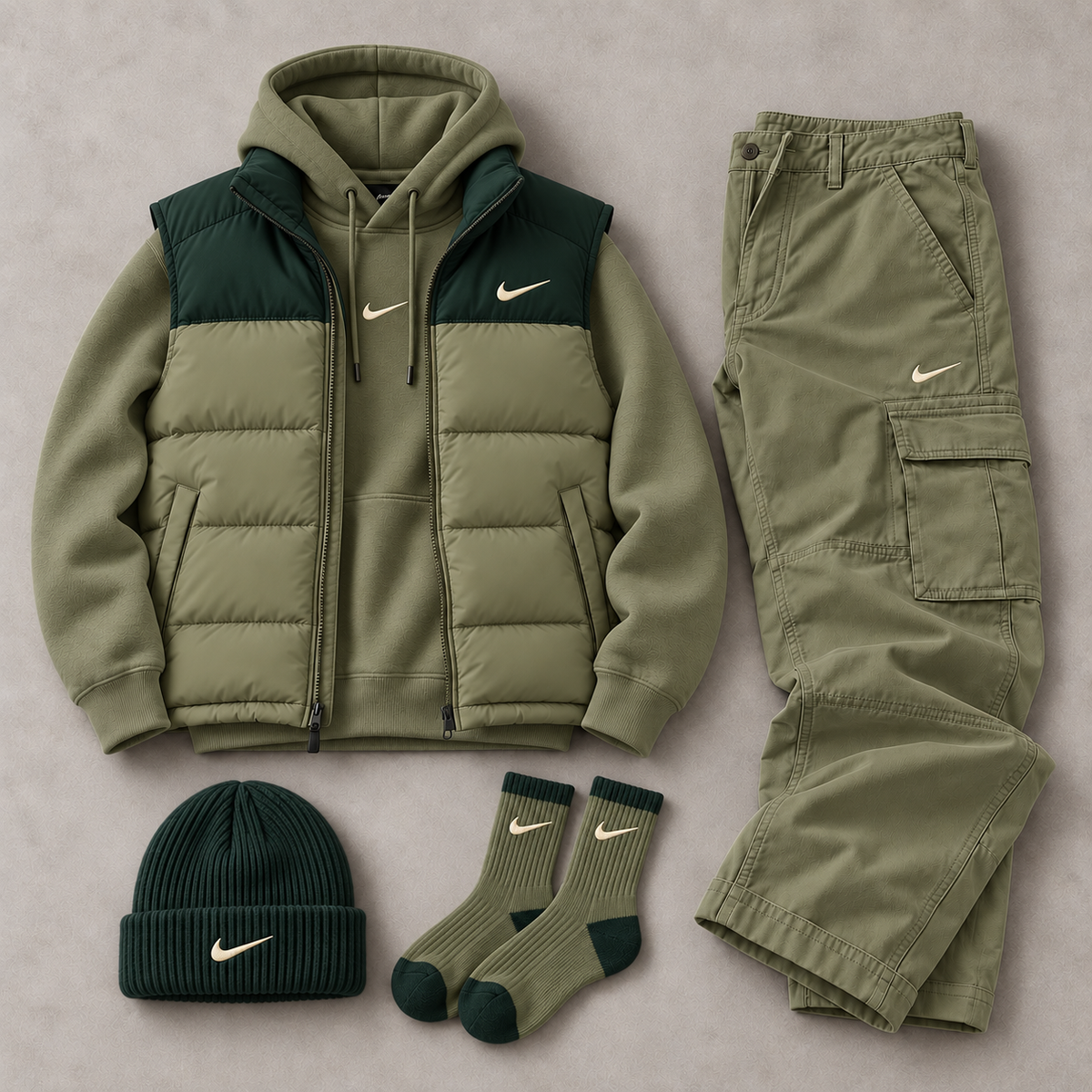Unisex Colorblock Vest & Hoodie 5-Piece Set