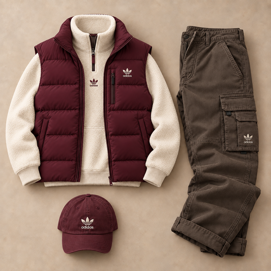 Originals Winter Utility 4-Piece Set – Puffer Vest, Quarter-Zip, Cargo Pants & Cap
