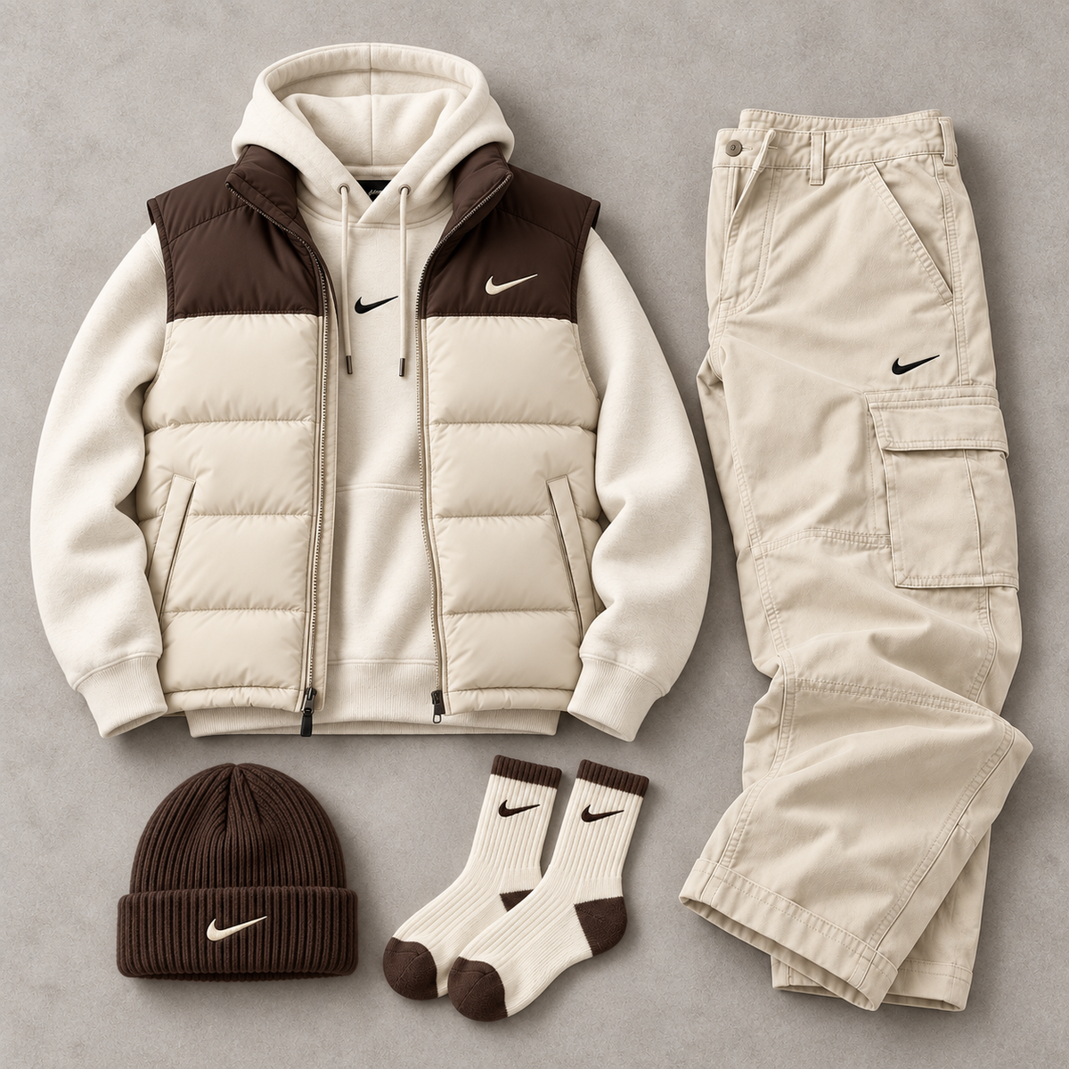Unisex Colorblock Vest & Hoodie 5-Piece Set
