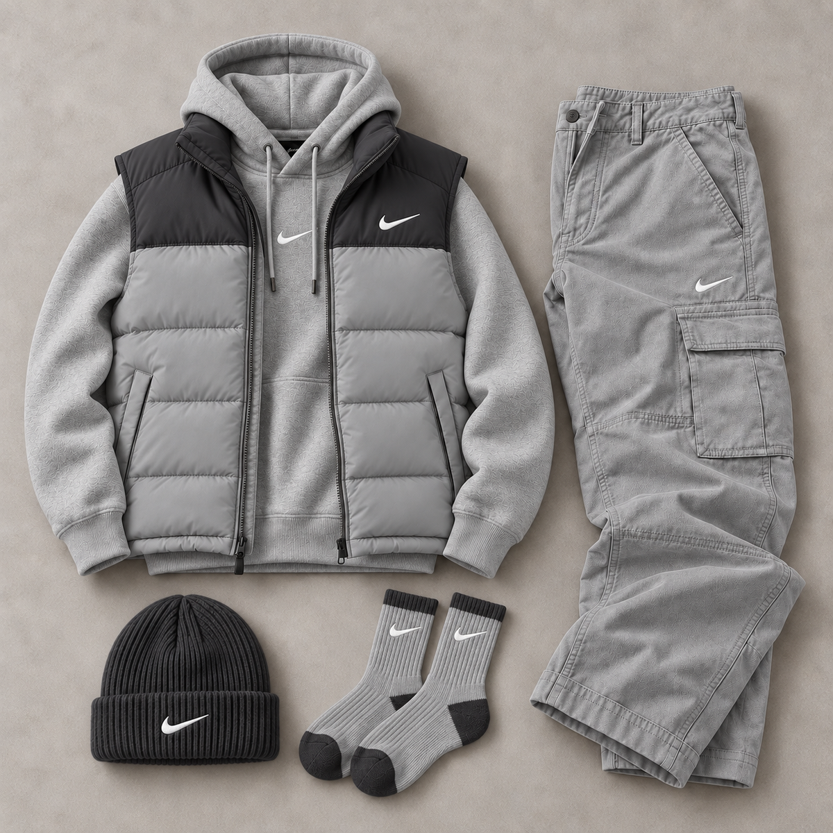 Unisex Colorblock Vest & Hoodie 5-Piece Set