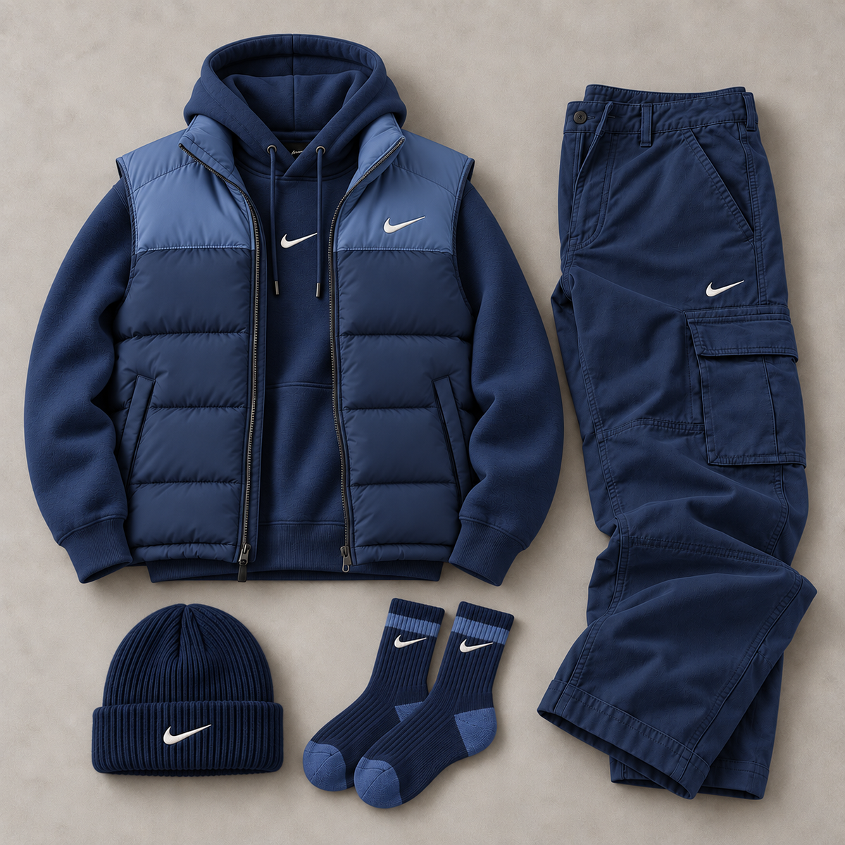 Unisex Colorblock Vest & Hoodie 5-Piece Set