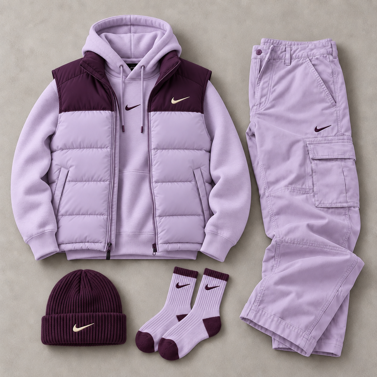 Unisex Colorblock Vest & Hoodie 5-Piece Set