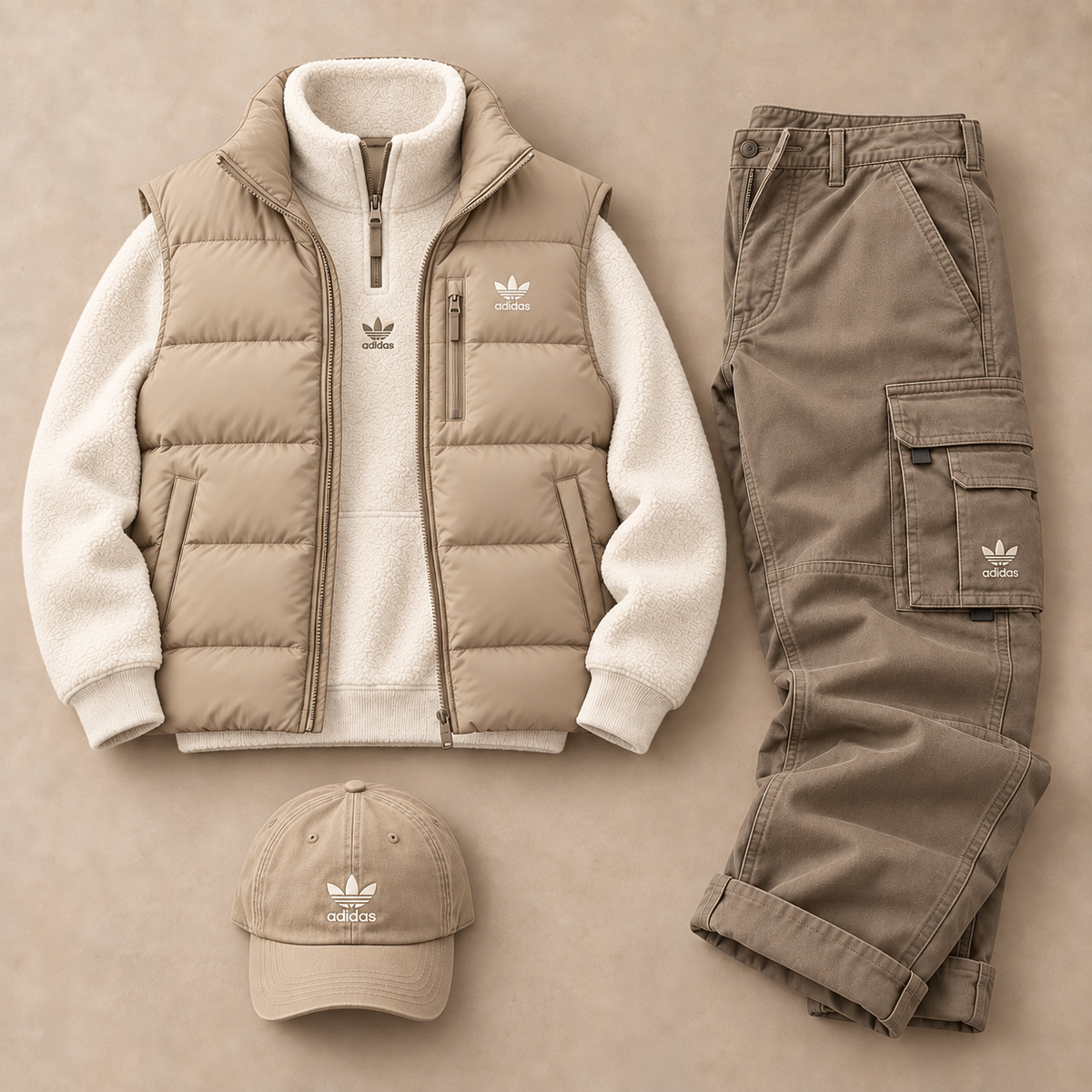 Originals Winter Utility 4-Piece Set – Puffer Vest, Quarter-Zip, Cargo Pants & Cap