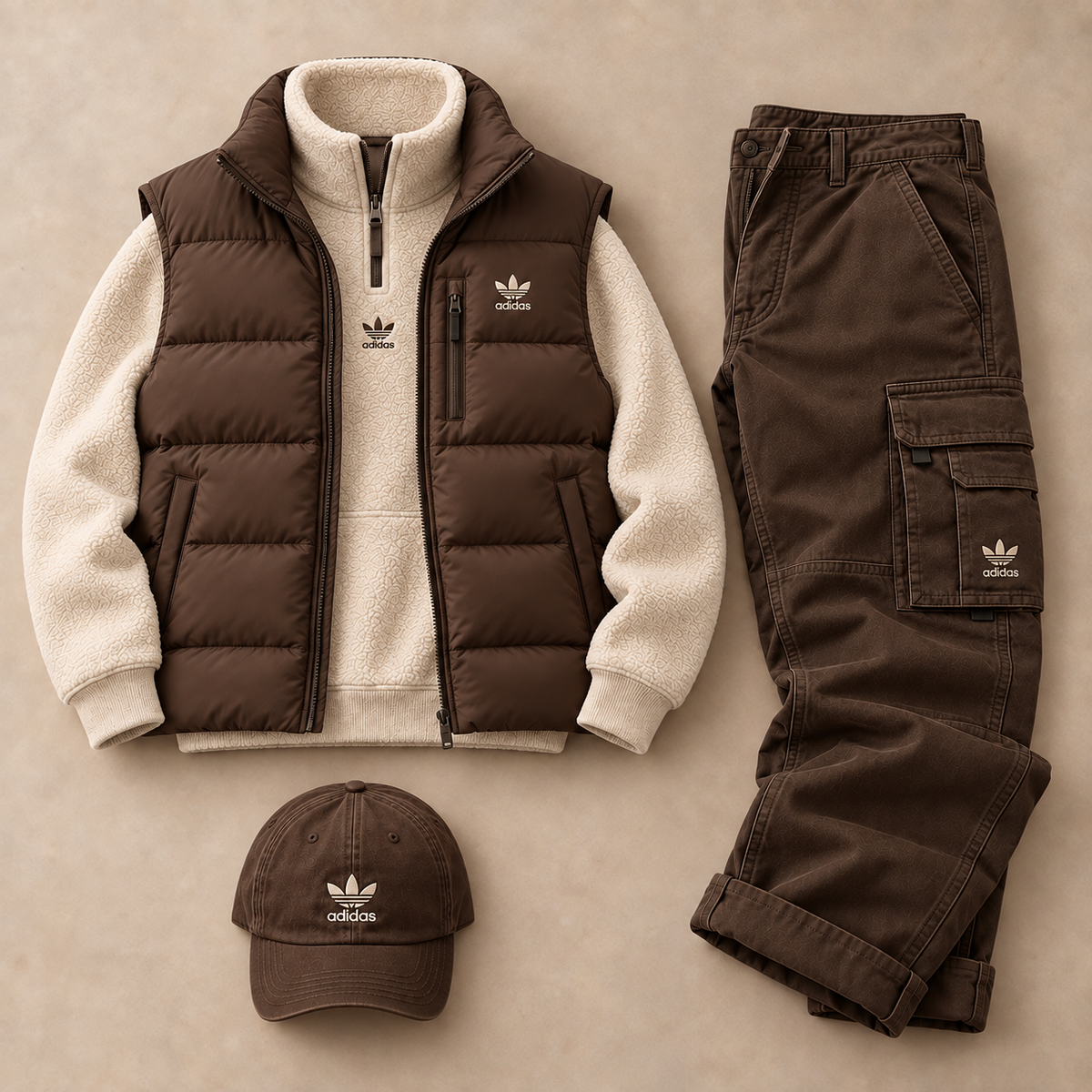 Originals Winter Utility 4-Piece Set – Puffer Vest, Quarter-Zip, Cargo Pants & Cap